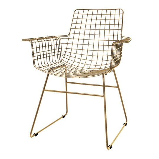HKliving :: Fotel metalowy Wire mosiężny