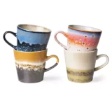 HKliving :: Zestaw 4 ceramicznych kubków Americano 70's