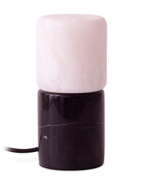 Robin :: Lampa stołowa Rock wys. 19 cm czarny marmur / klosz alabaster