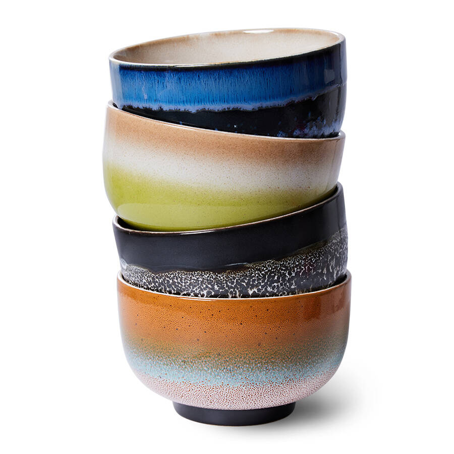 HKliving :: Zestaw 4 misek ceramicznych 70's groovy