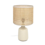 Lampa stołowa Emma wys. 46 cm ceramiczna podstawa bambusowy klosz