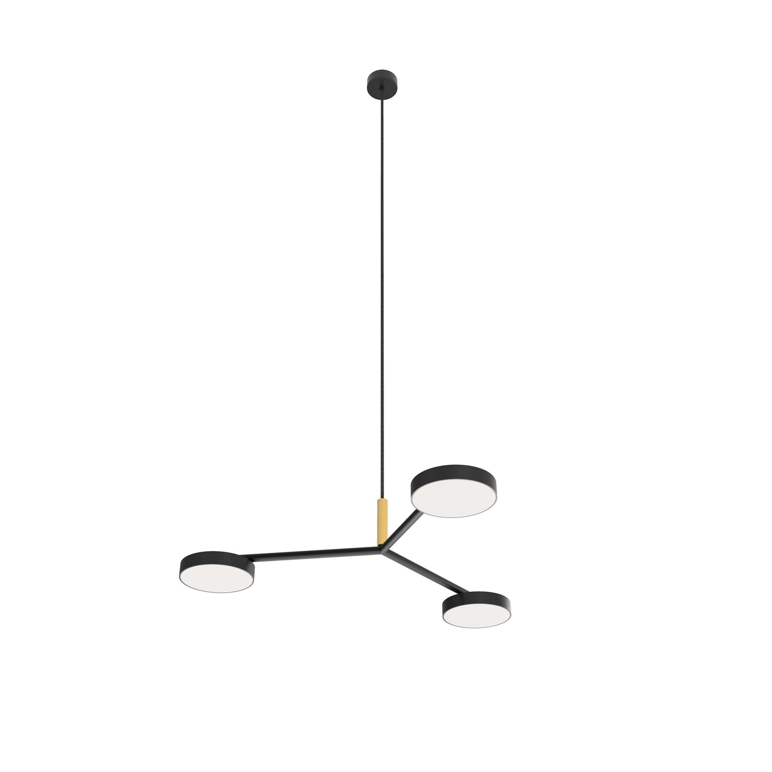 Robin :: Lampa wisząca Rafaela Trio DALI czarna z mosiężnym wykończeniem