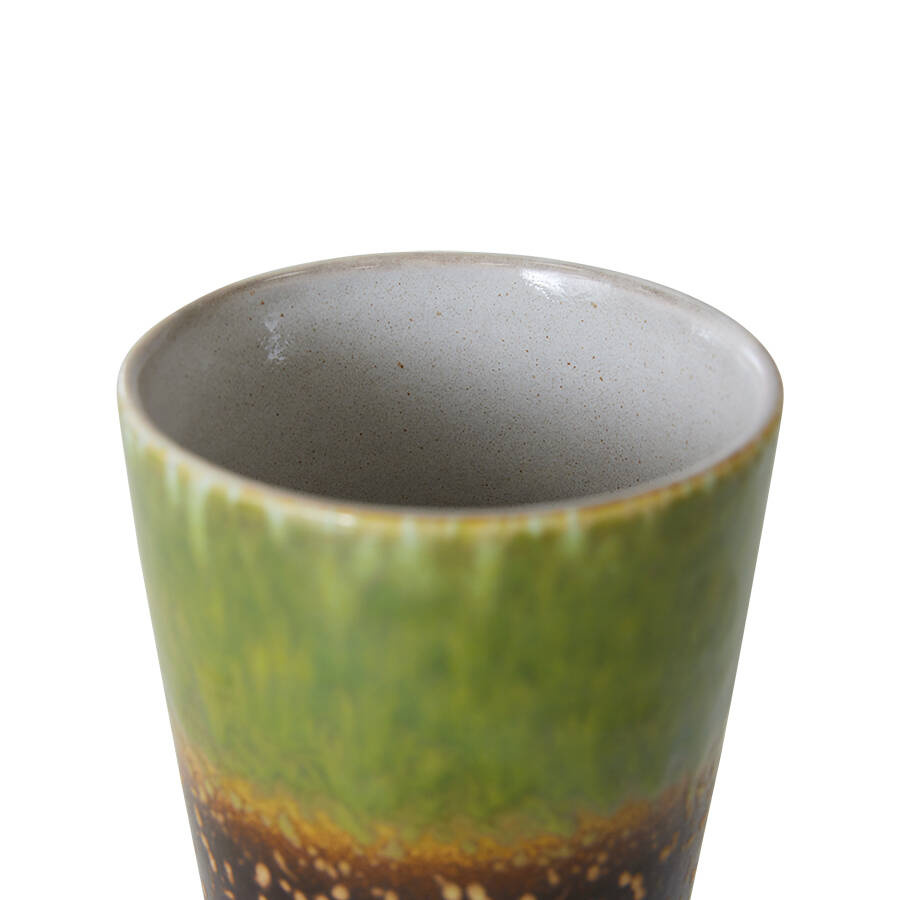 HKliving :: Kubek ceramiczny do herbaty 70s algae 470 ml zielono-brązowy