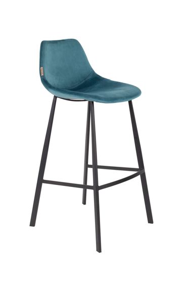 Dutchbone :: Krzesło barowe / hoker tapicerowany Franky niebieski wys. 91 cm