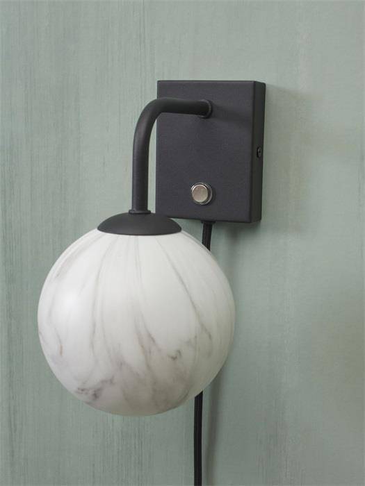 It's About RoMi :: Lampa ścienna / kinkiet Carrara wzór marmur czarna wys. 21 cm