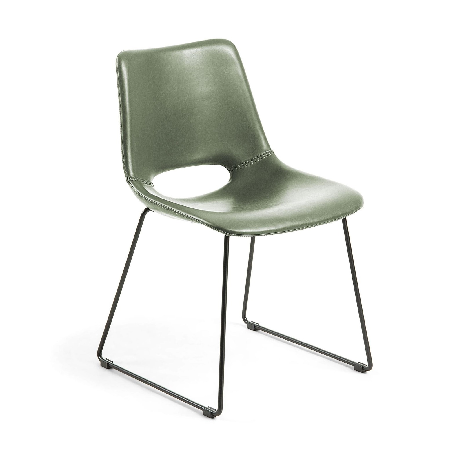 Skórzane krzesło Zin 49x55 cm zielone
