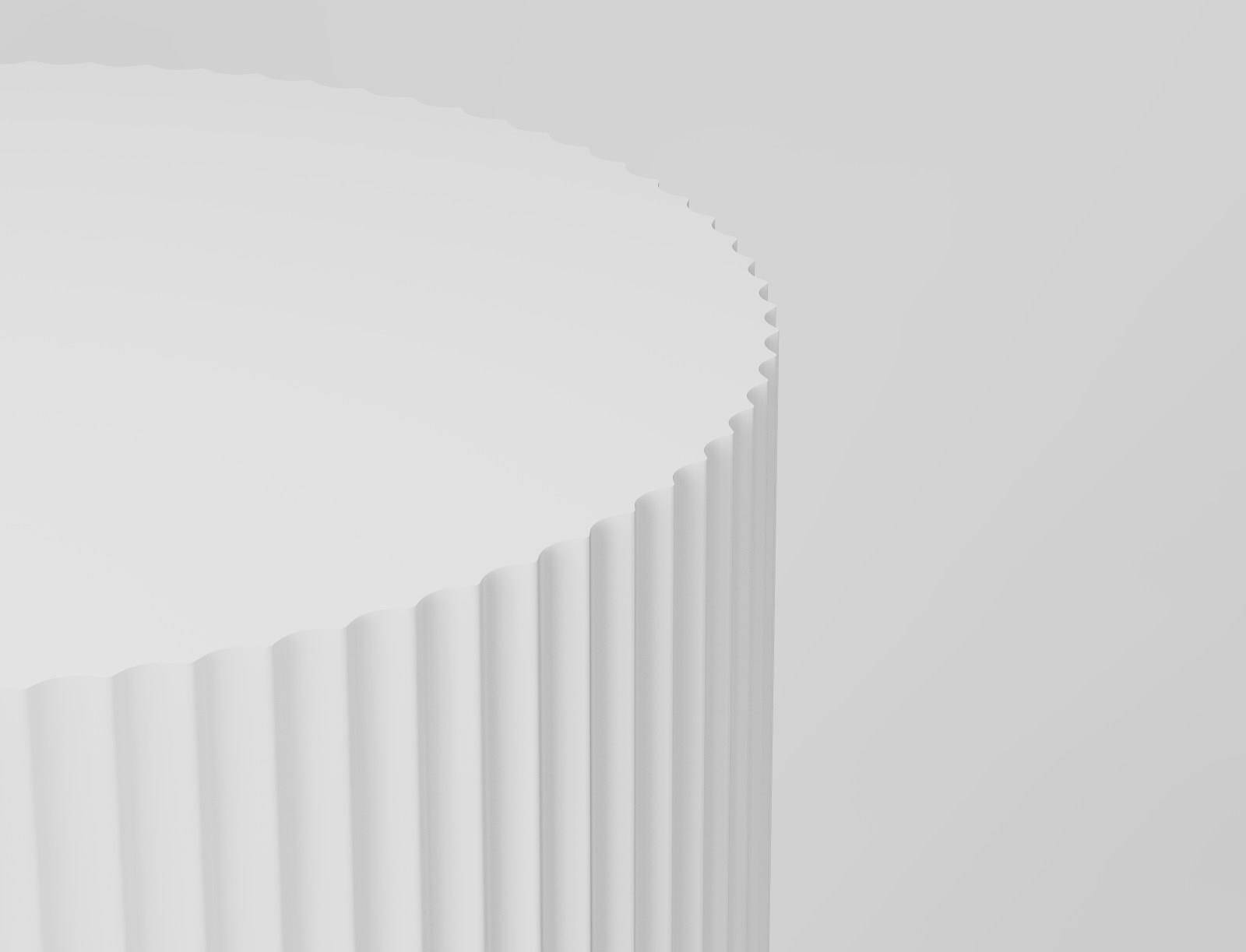 Stolik kawowy Finero Bianco śr. 60 cm biały ryflowany