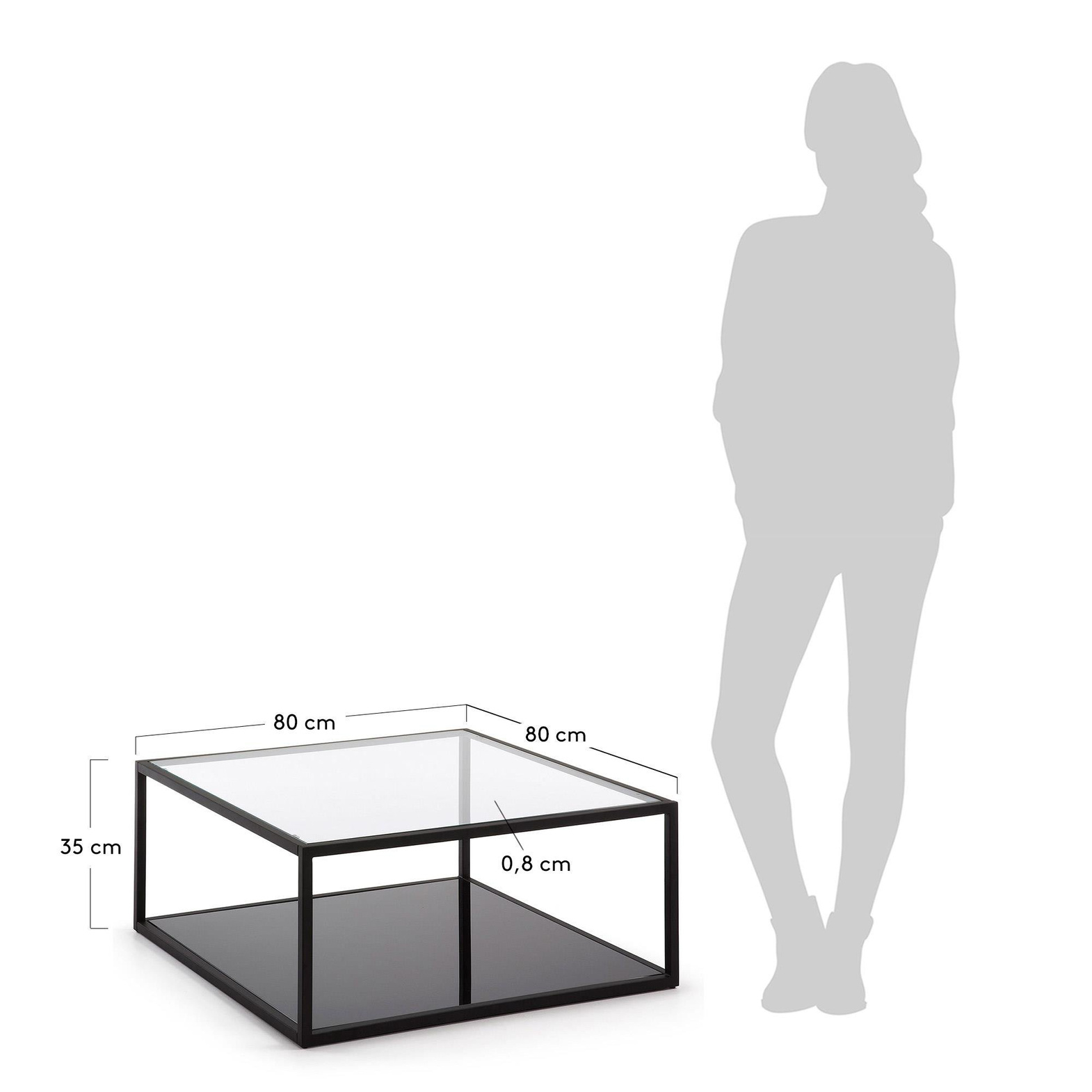 Szklany stolik Palomar 80x80 cm czarny