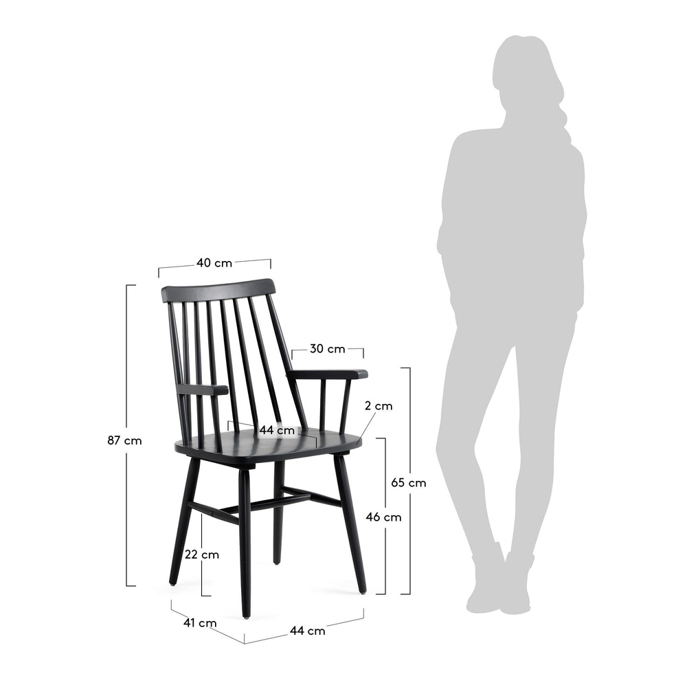 Drewniane krzesło Carly 53x51 cm czarne