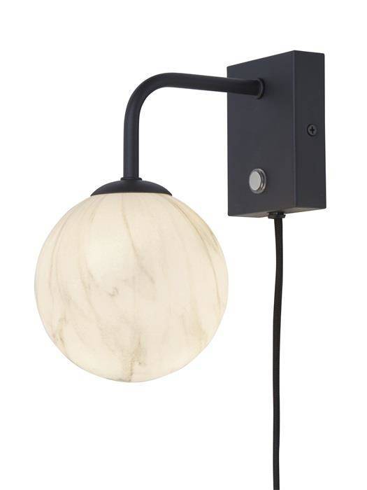 It's About RoMi :: Lampa ścienna / kinkiet Carrara wzór marmur czarna wys. 21 cm