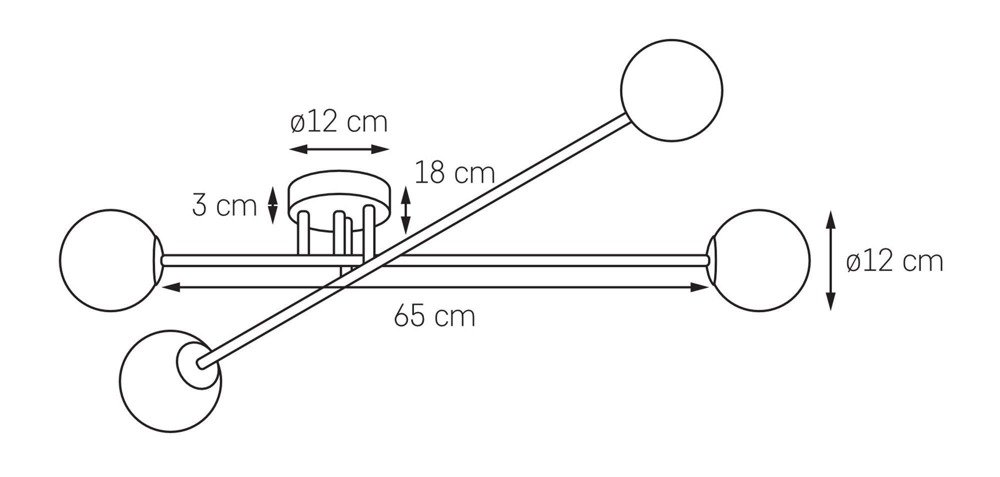 Kaspa :: Lampa przysufitowa Astra 4 klosze złota