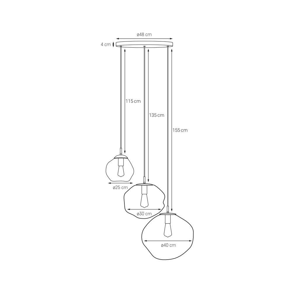 Kaspa :: Lampa wisząca  Avia Black 3 trzypunktowa czarna