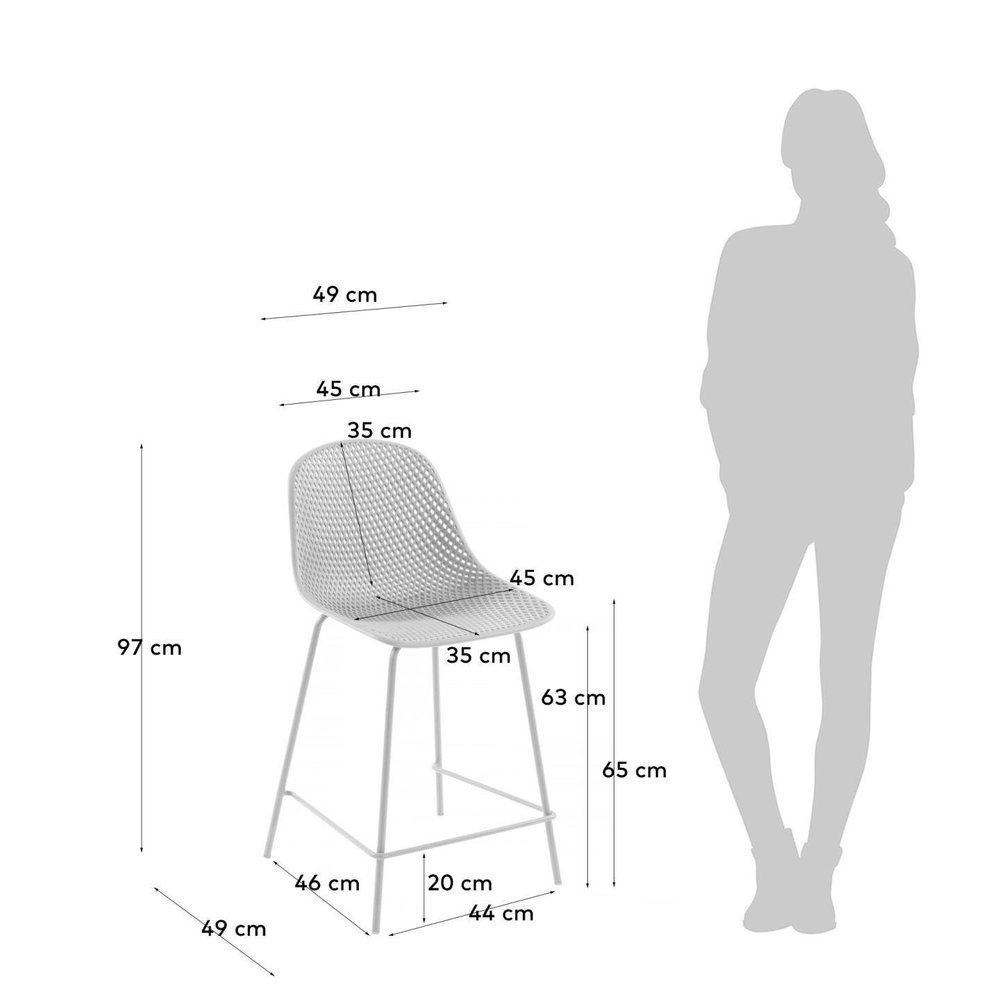 Krzesło barowe / hoker Queen białe wys. 97 cm