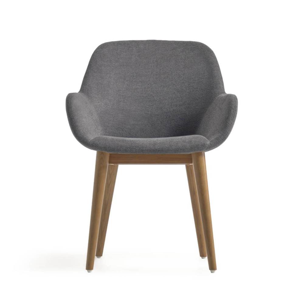 Krzesło tapicerowane z podłokietnikami Ele ciemnoszare szer. 59 cm