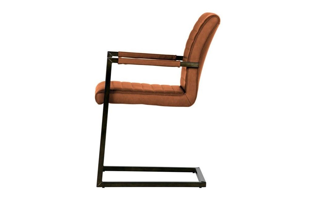 Woood :: Krzesło tapicerowane Bas ekoskóra brązowe z podłokietnikami